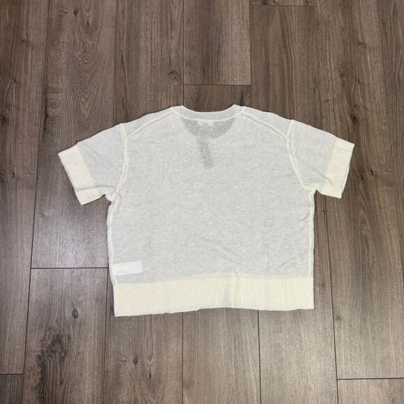 J.Crew Alpaca-Blend Oversized Sweater T-Shirt WMNS M White Crewneck Short Sleeve - Picture 4 of 6